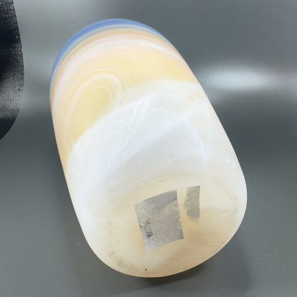 Vintage MCM Herner Glass Heavy Tall Glass Vase Vessel White Swirl Multicolor - Picture 10 of 15